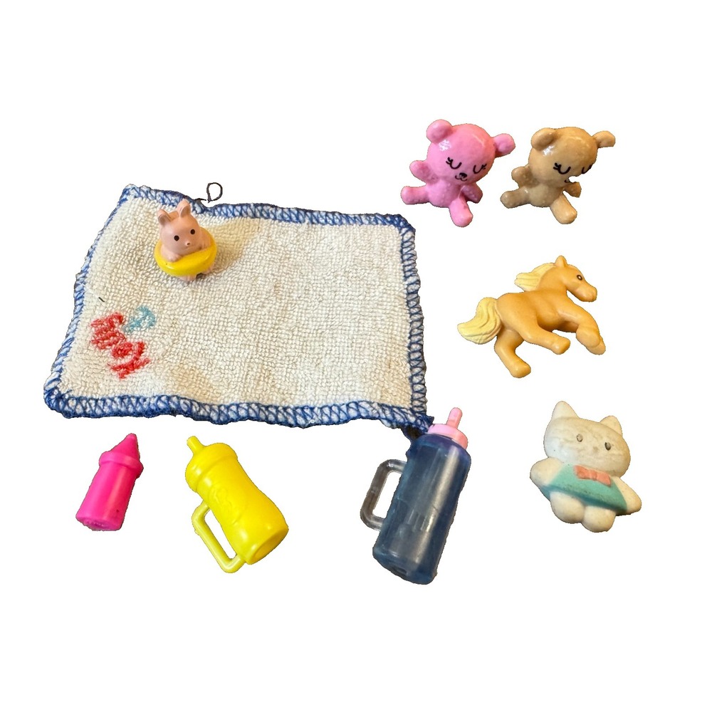 Barbie Kelly Chelsea Babysitter Lot Baby Accessories Bottle Teddy Bears Toy Doll
